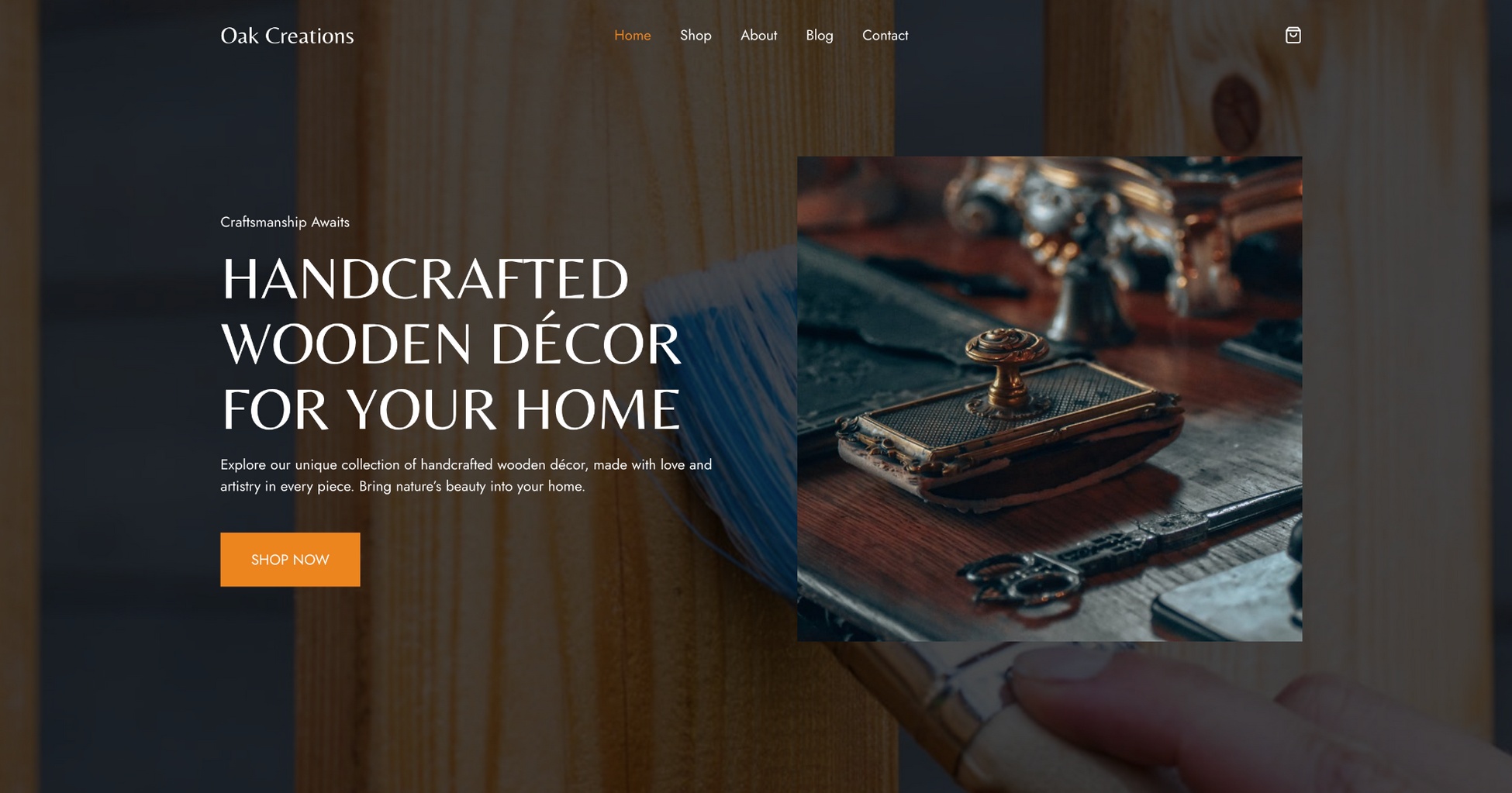 Homepage of the test website.